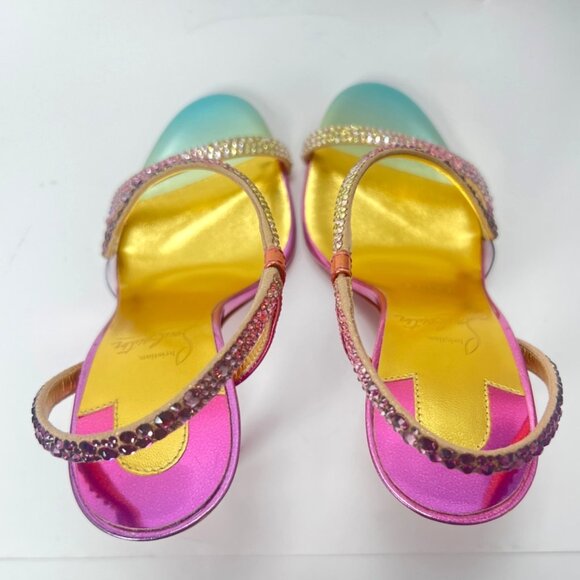 Christian Louboutin Rosalie Strass Boreal Heels Metallic Multicolor Sandals Sz36 - Picture 5 of 12